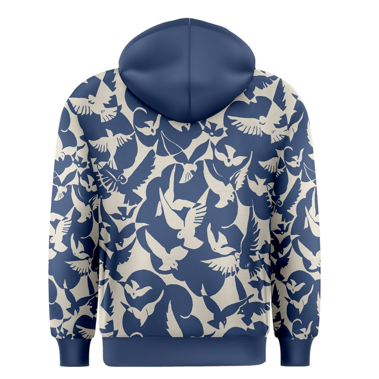 Men's Zipper Hoodie with Japanese Woodblock Print