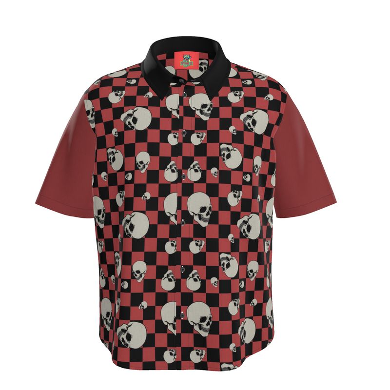 Kurzarmhemd, Retro Totenkopf Rockabilly Kurzarmhemd