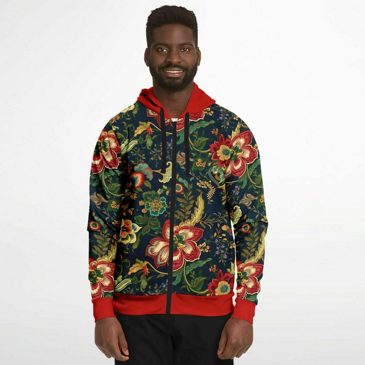 Floral zip shop up hoodie