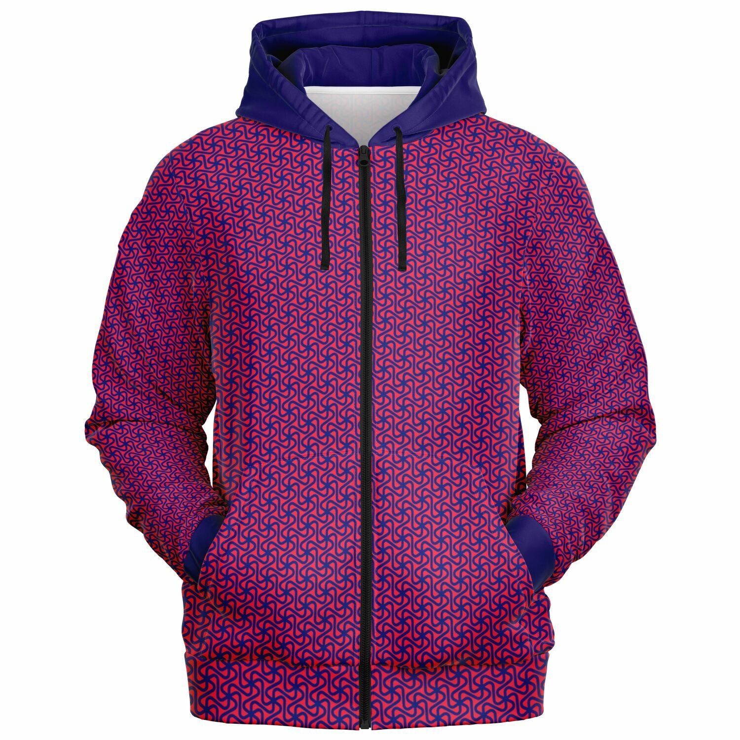 Fashion Zip-Up Hoodie - geometric pattern