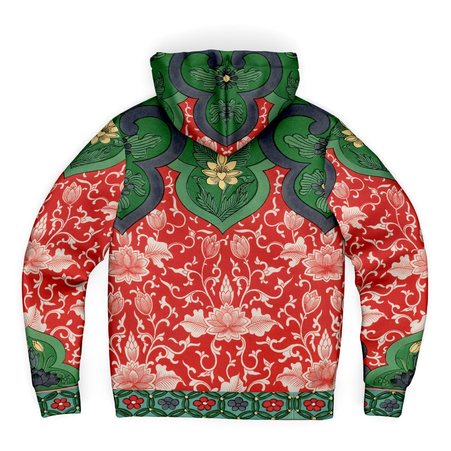 Zip up Fleece Hoodie with Vintage Art Nouveau design