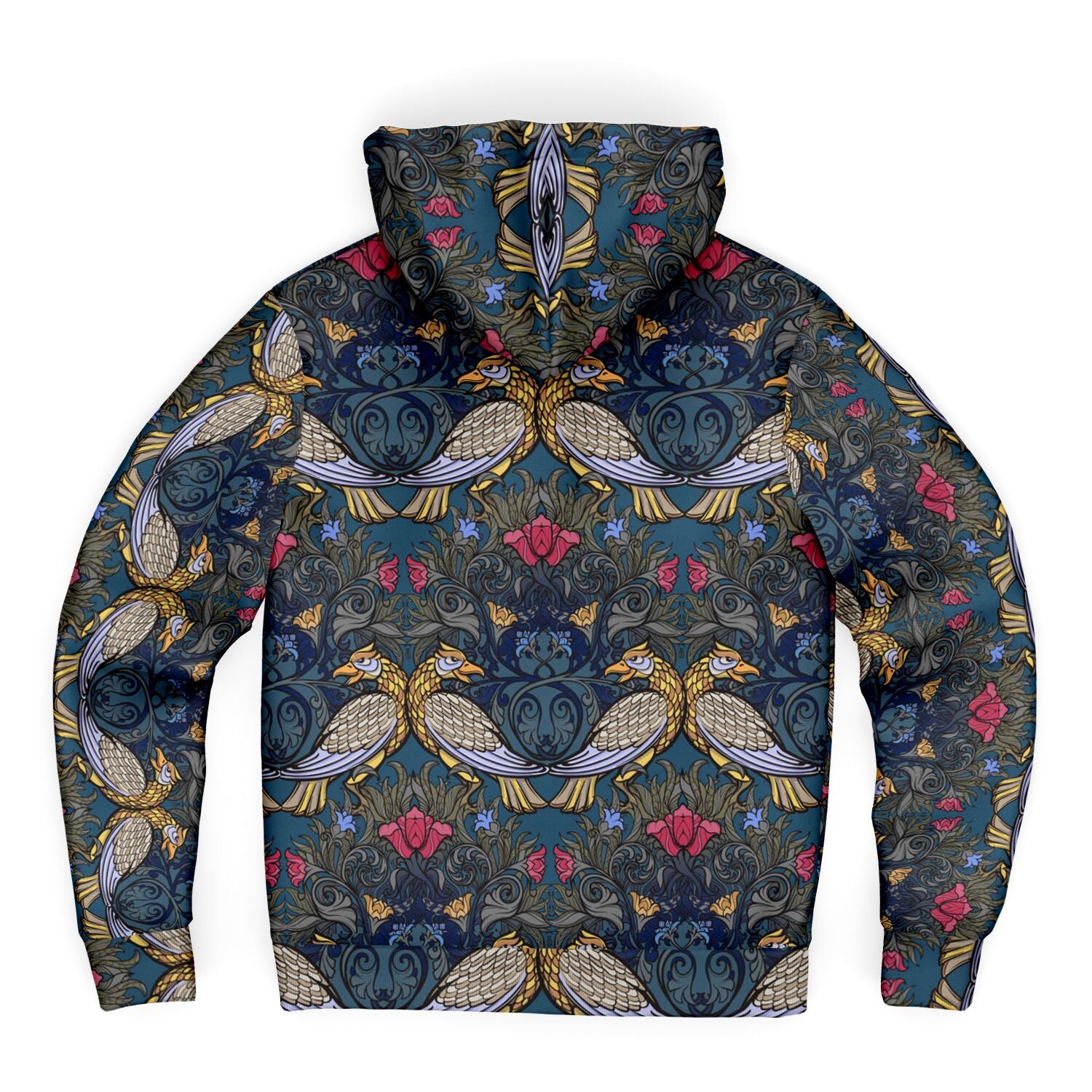 Micro-fleece Hoodie with William Morris Art Nouveau style print