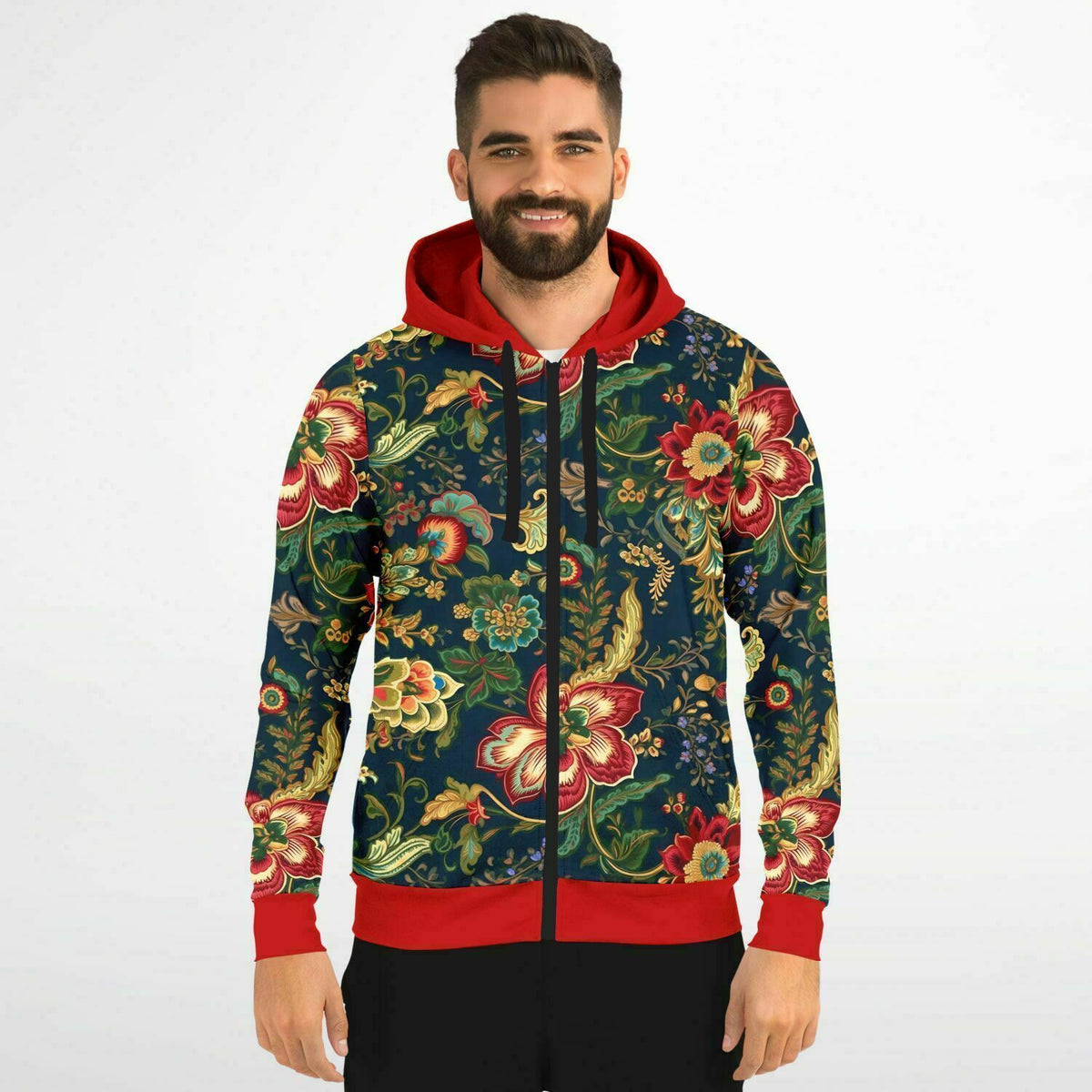 Floral hoodie zip discount up