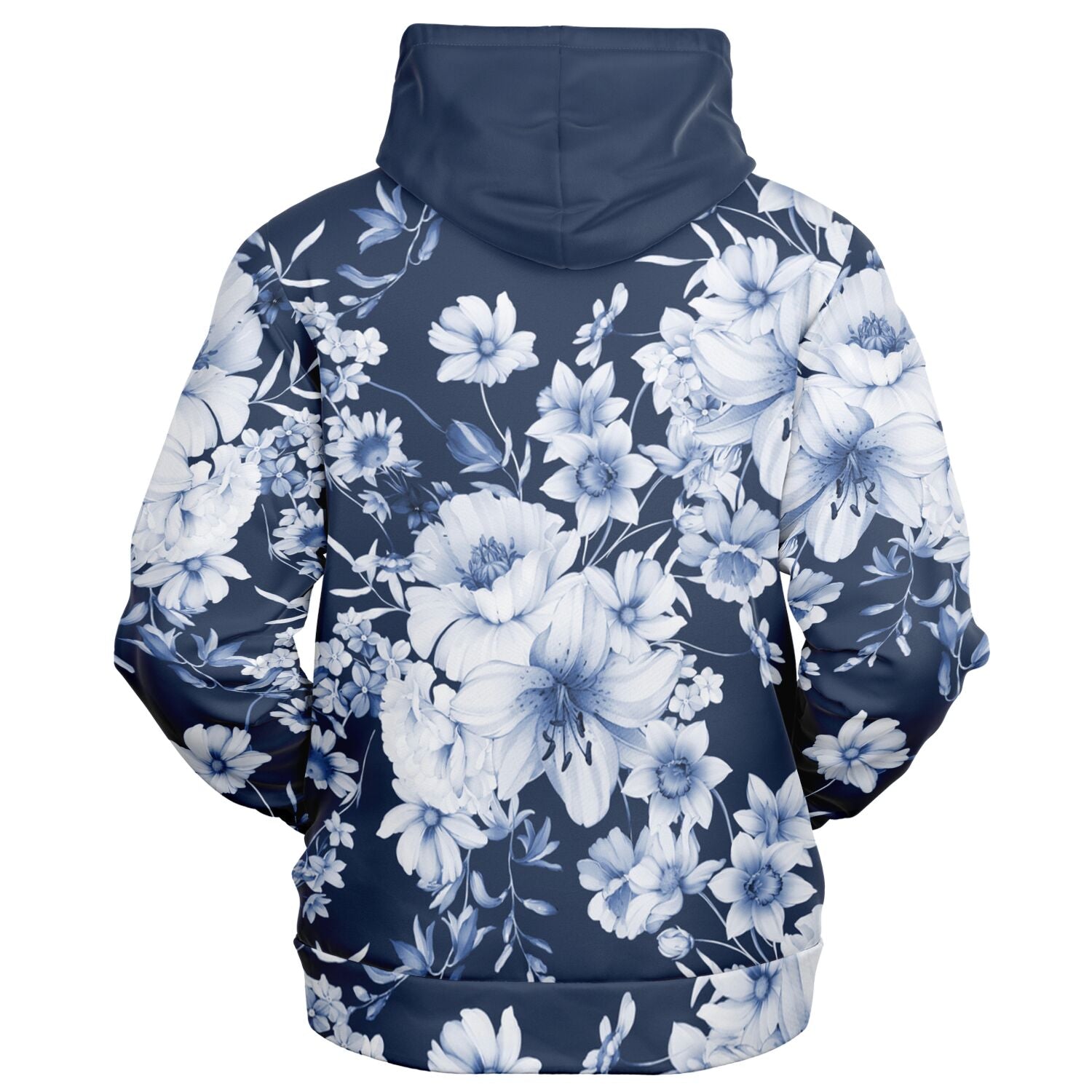 Blue Floral Brushed Fleece Hoodie