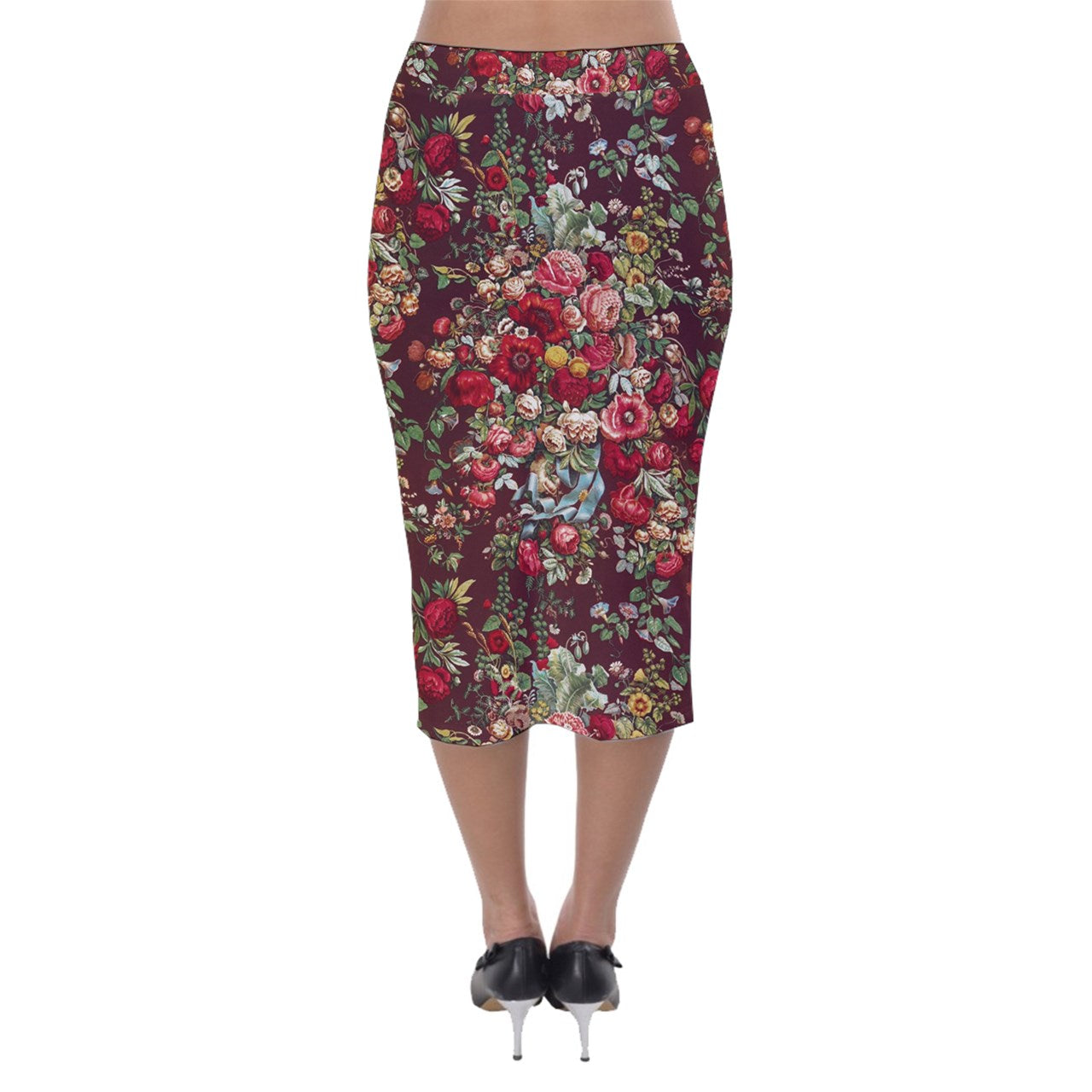 Velvet Midi Pencil Skirt