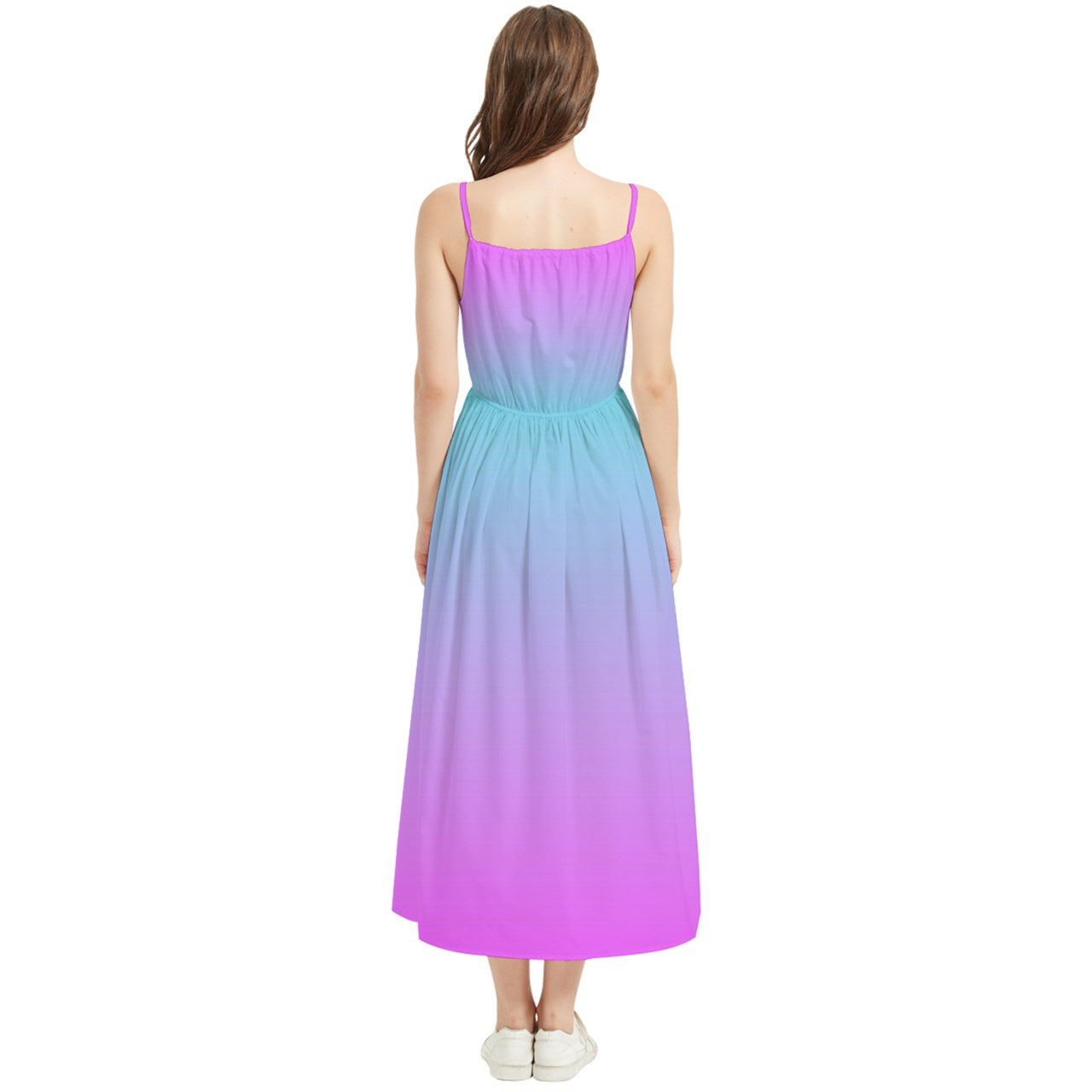 Pinky Blue Boho Sleeveless Summer Dress