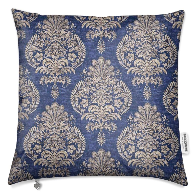 Cushion Covers - Velvet or Cotton Blue Damask