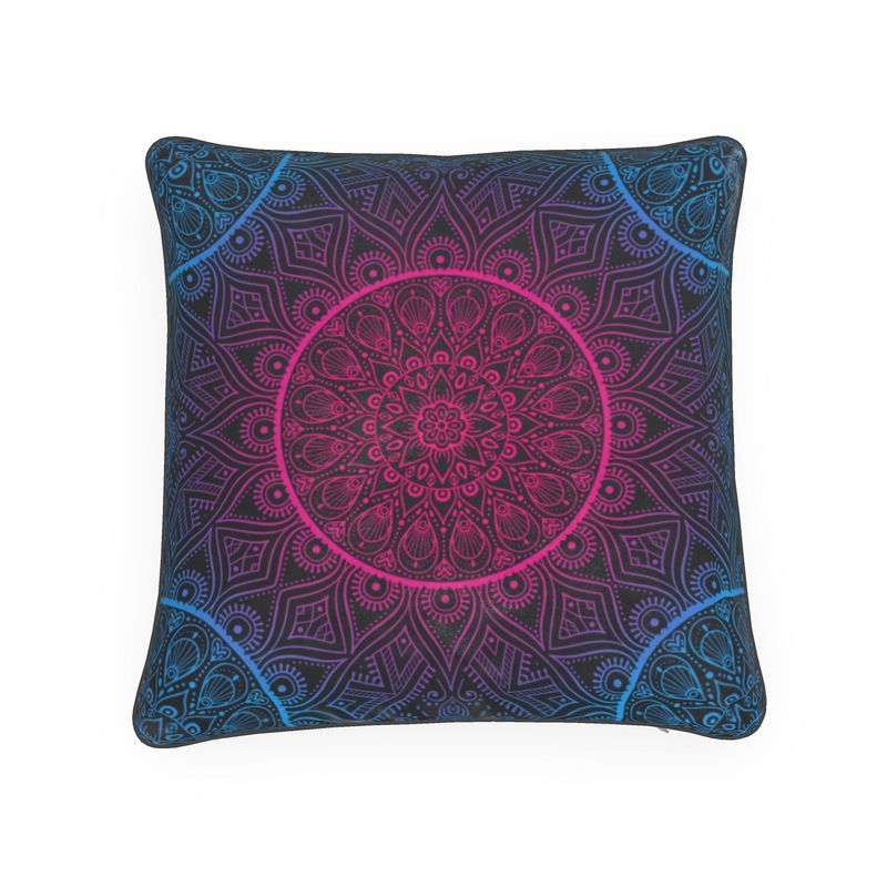 Retro Mandala Luxury Cushion with heart shaped zip
