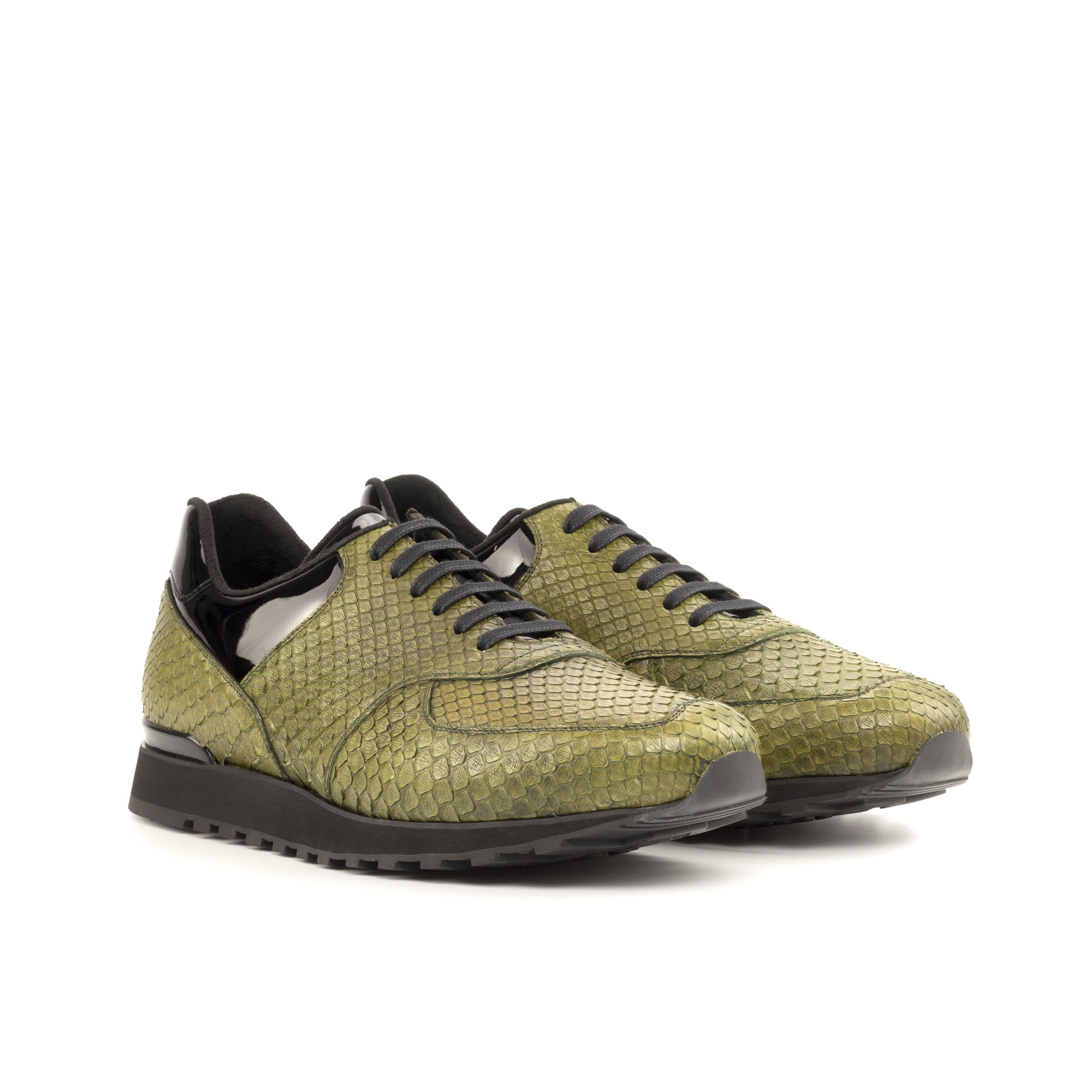 Serpent Leather Olive Sneakers (The Martini)