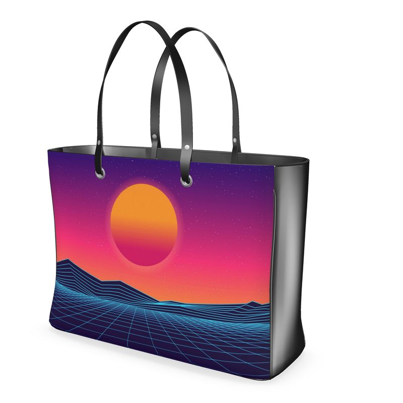 Retro Sunrise Print Premium Handbag