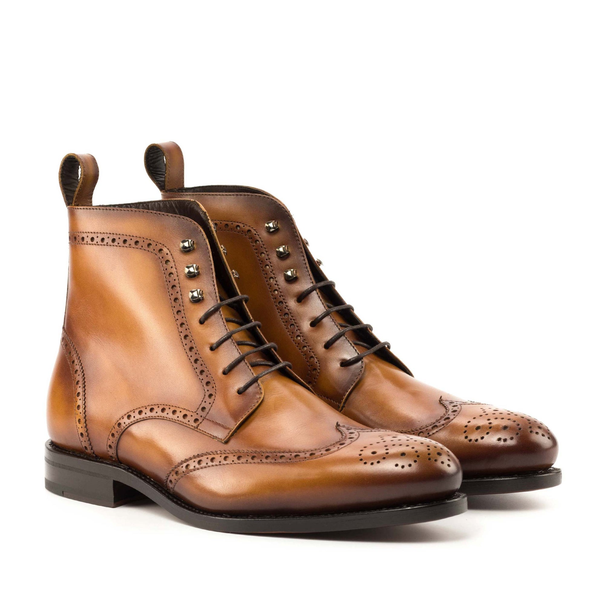 Leather Combat Boots, Bonnie Prince Charlie Military Brogue, Goodyear Welted