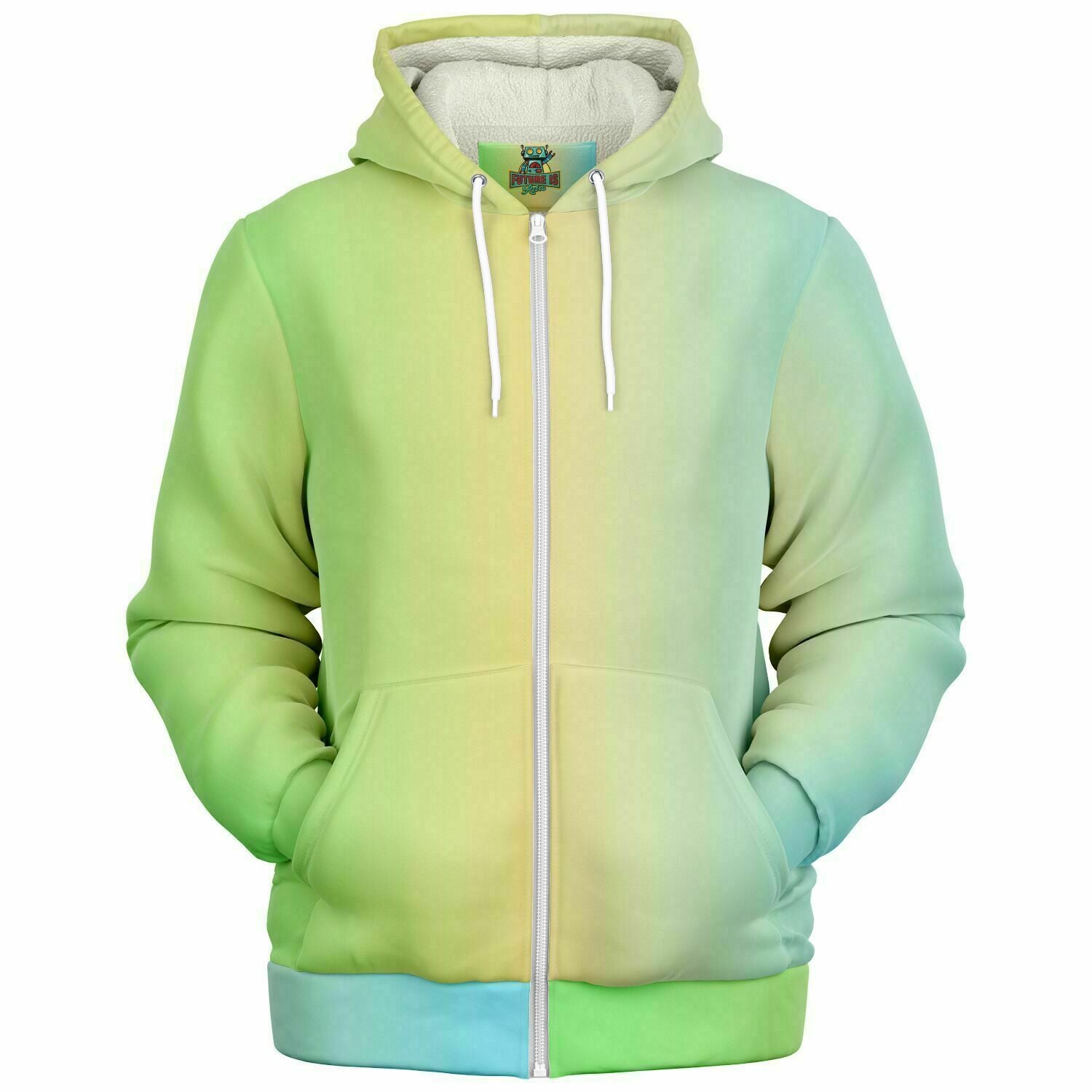 Microfleece Zip up hoodie -Mint lemon sky