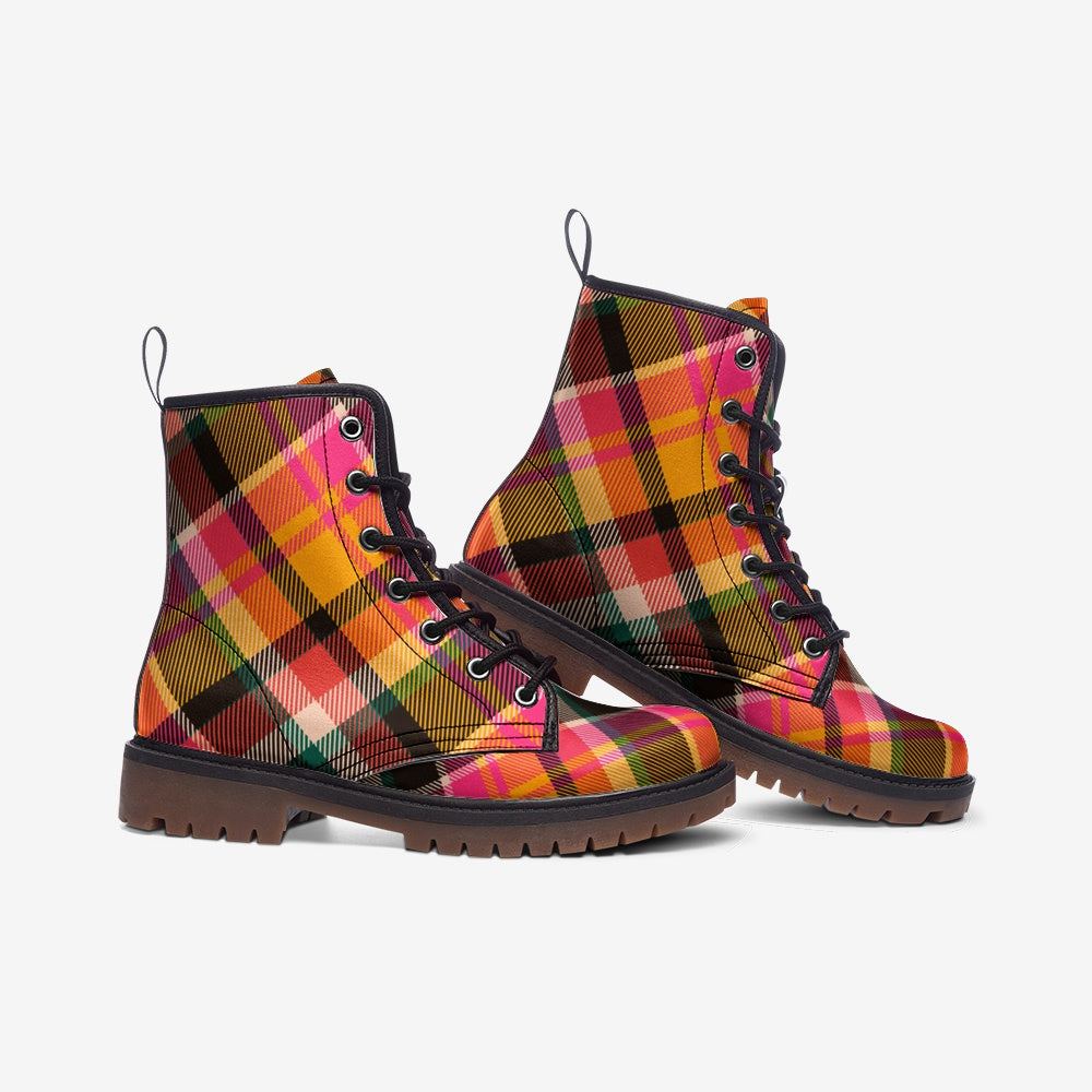 Plaid shop combat boots