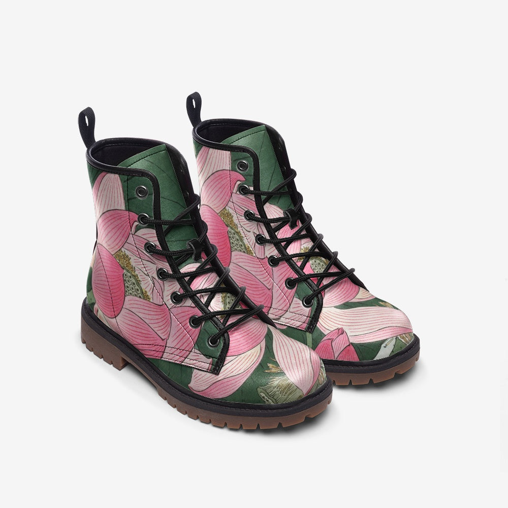 Japanese Floral Vegan Leather Boots