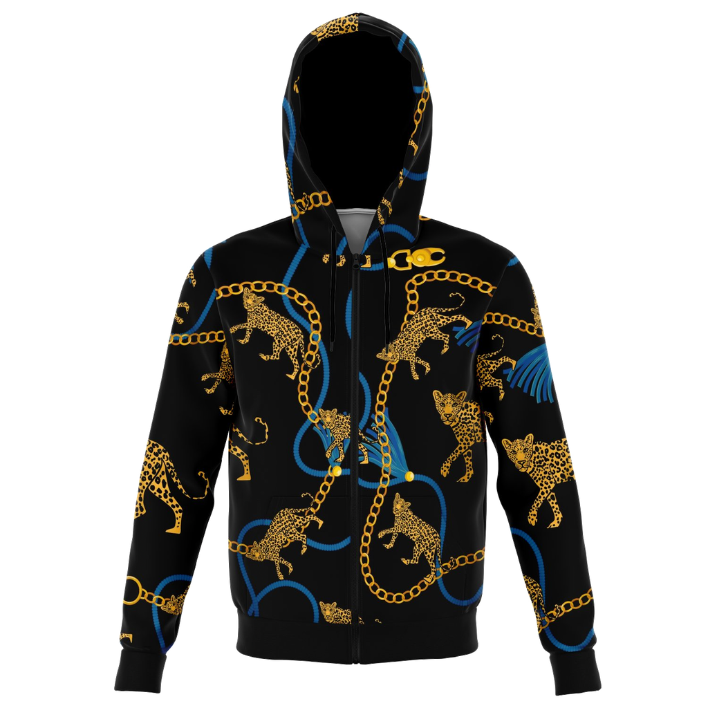 Leopard and Gold Chain Unisex Zip Hoodie - Future Is Retro