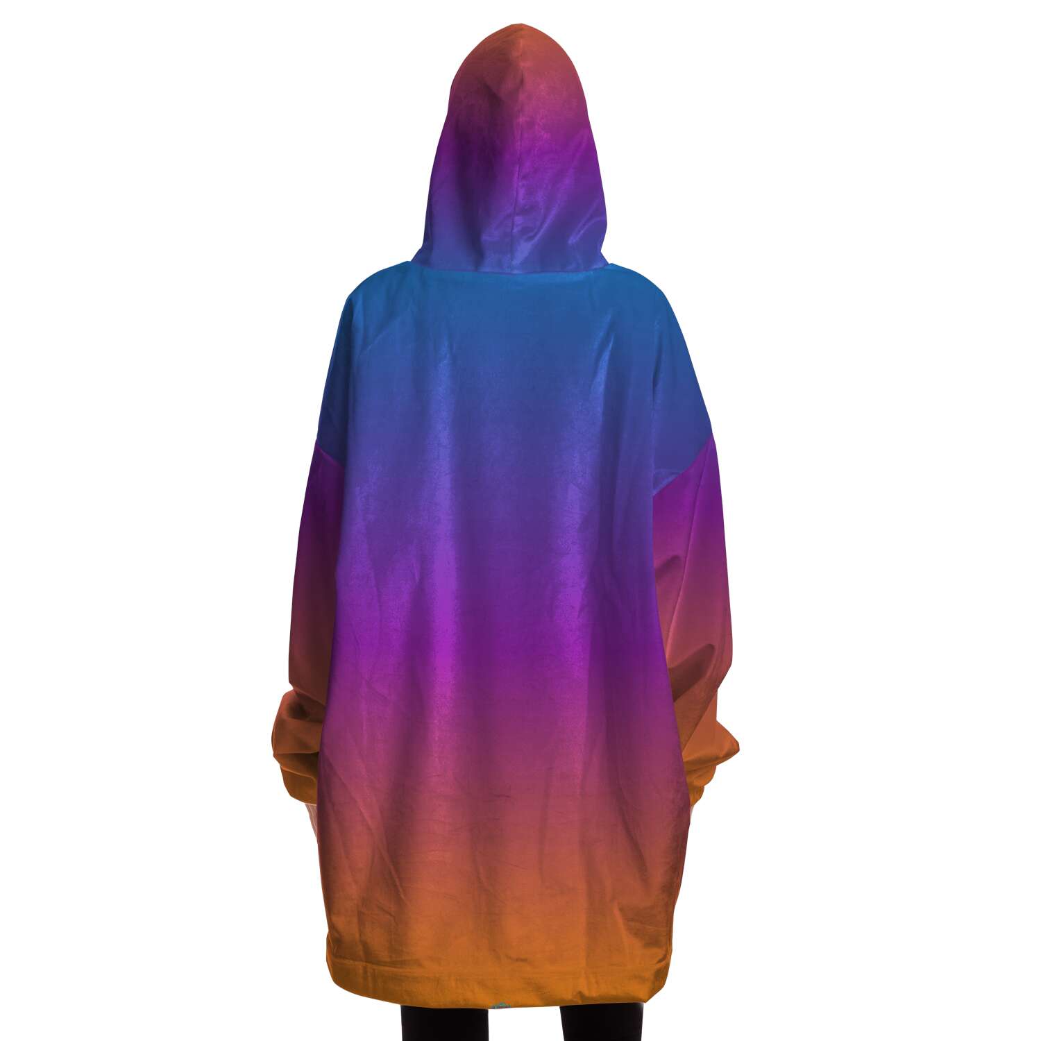 Oversized snug hoodie ombre fade, red and blue