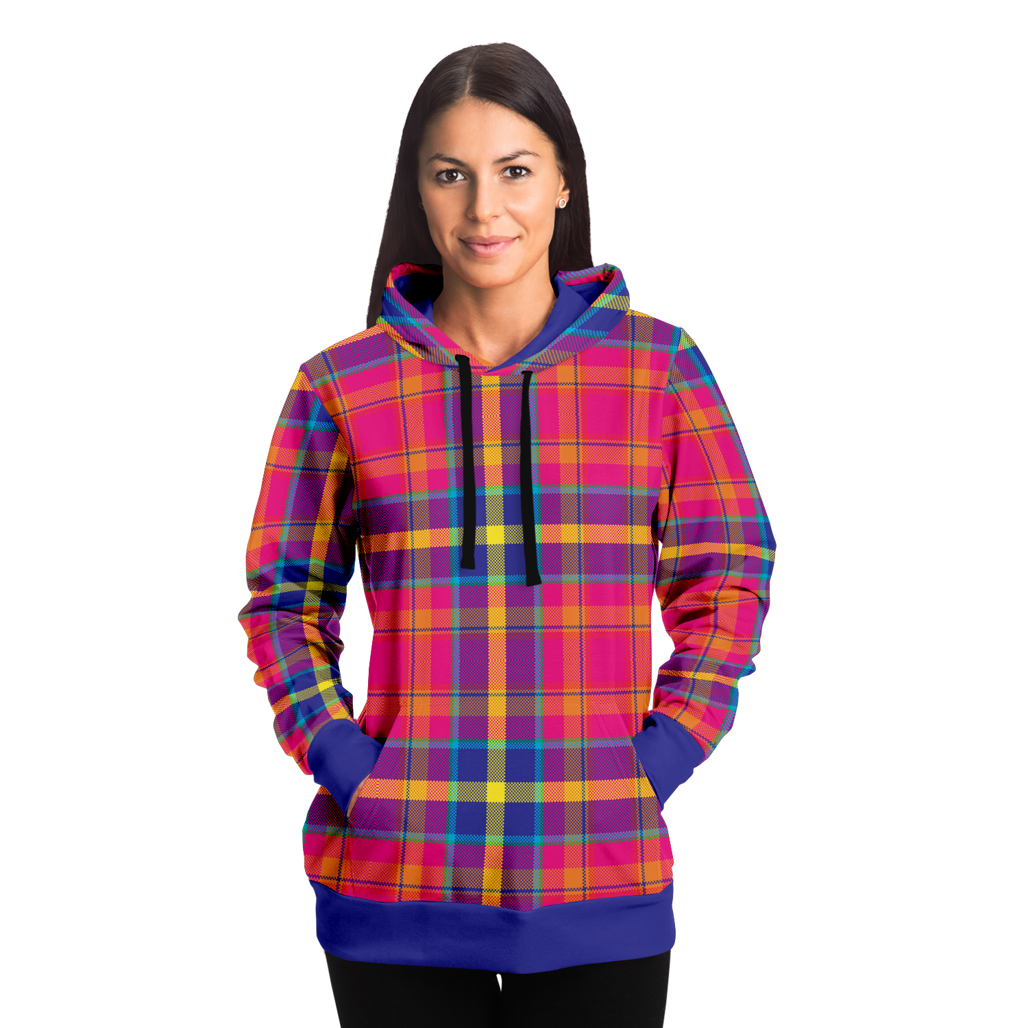 Sweat à capuche art déco tartan brillant