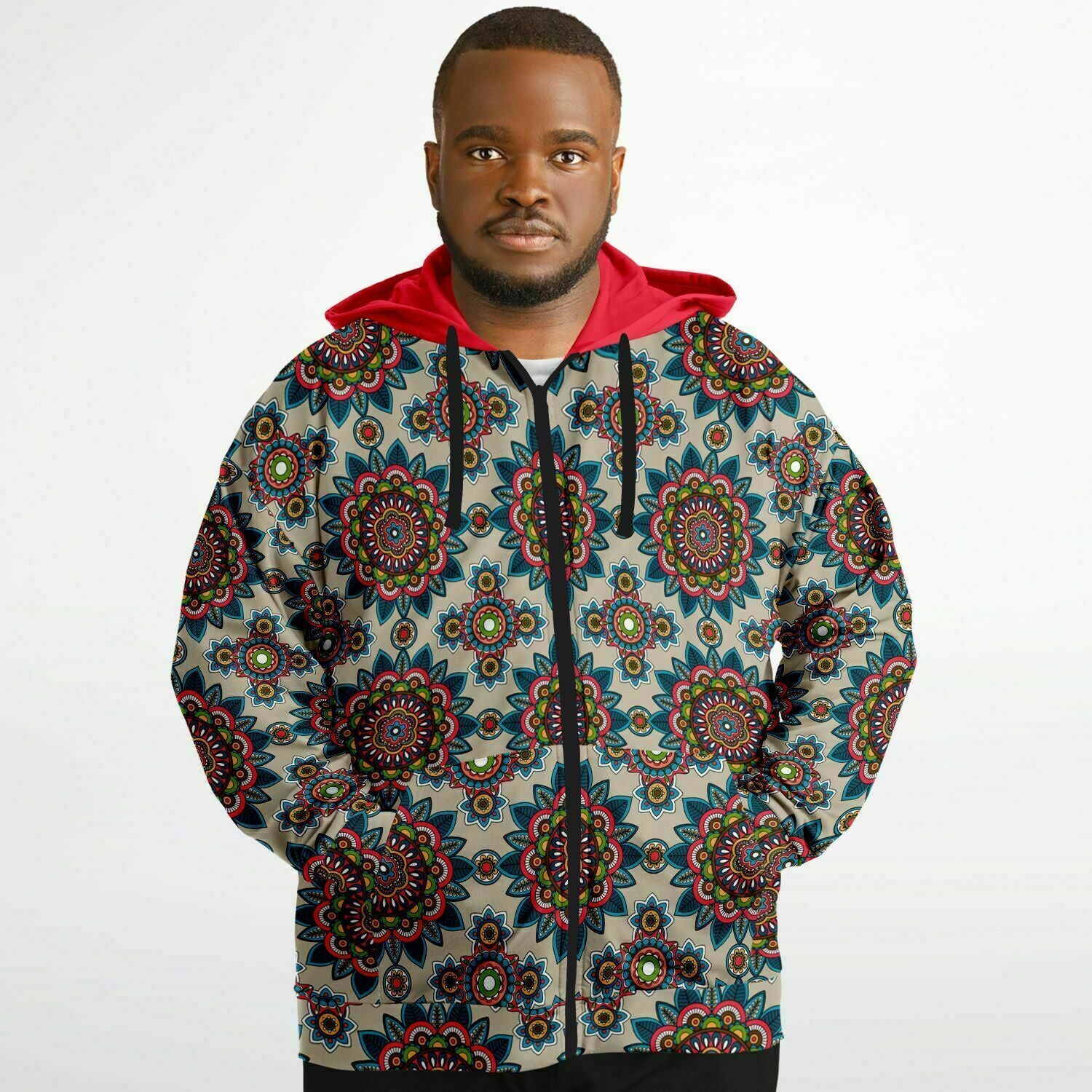 Plus Size zip up hoodie - Mandala Print
