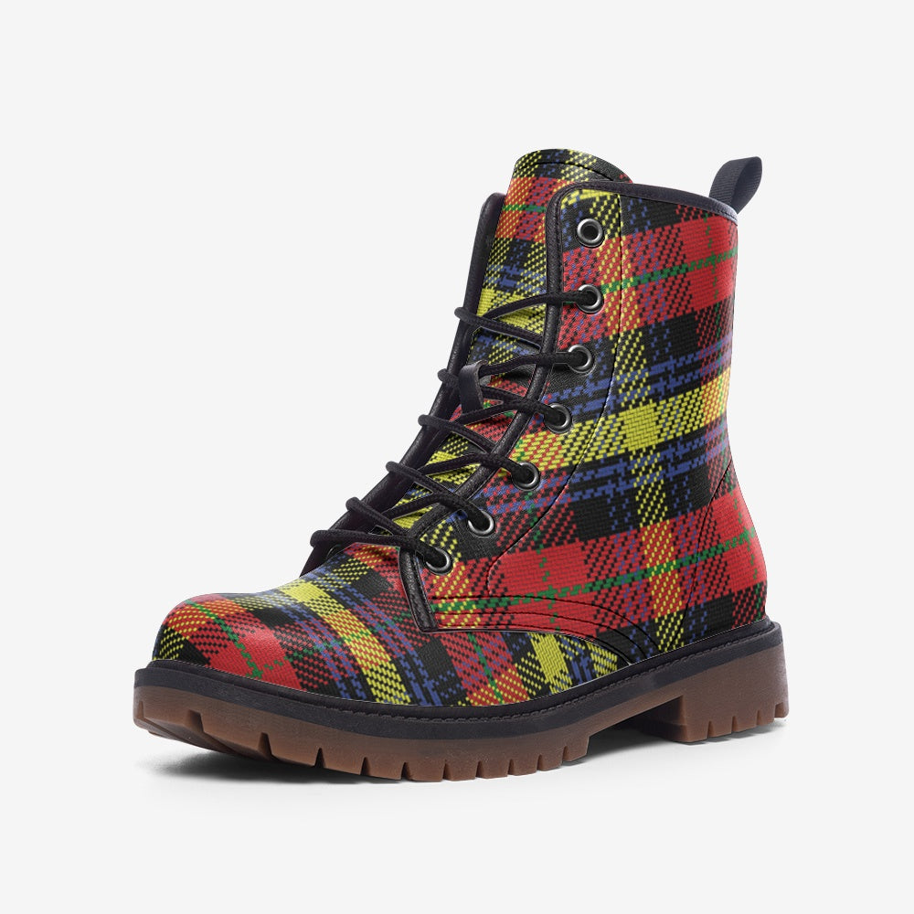 Multi Tartan Vegan Leather Combat boots Future Is Retro