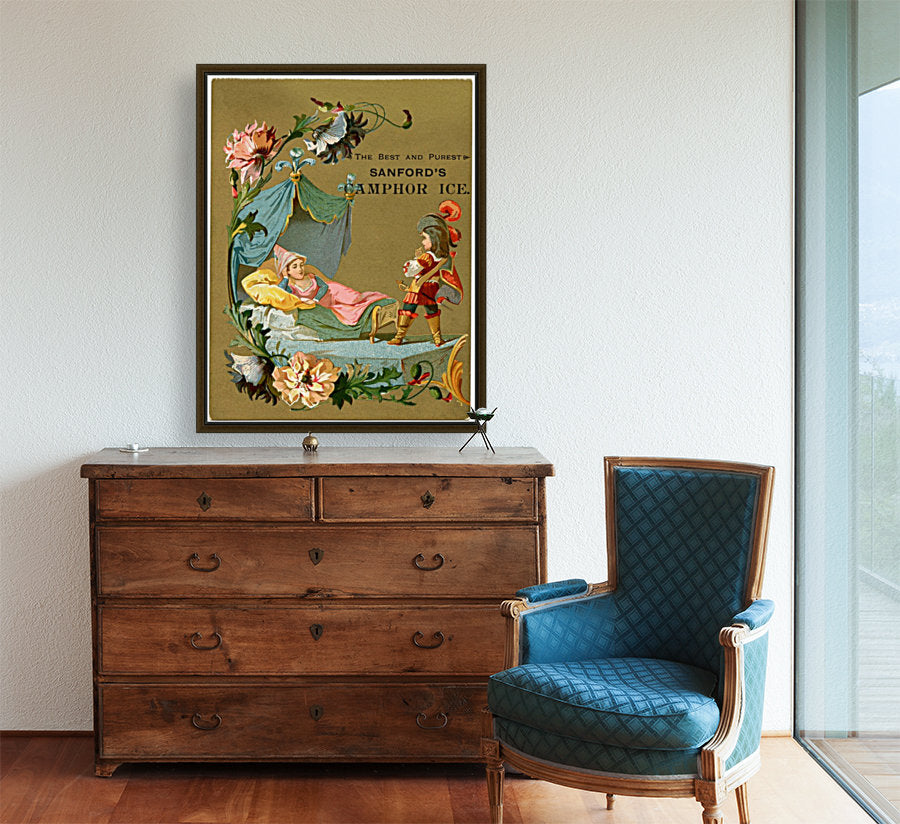 Belle au Bois Dormant Illustration Graphique Fée Affiche Vintage