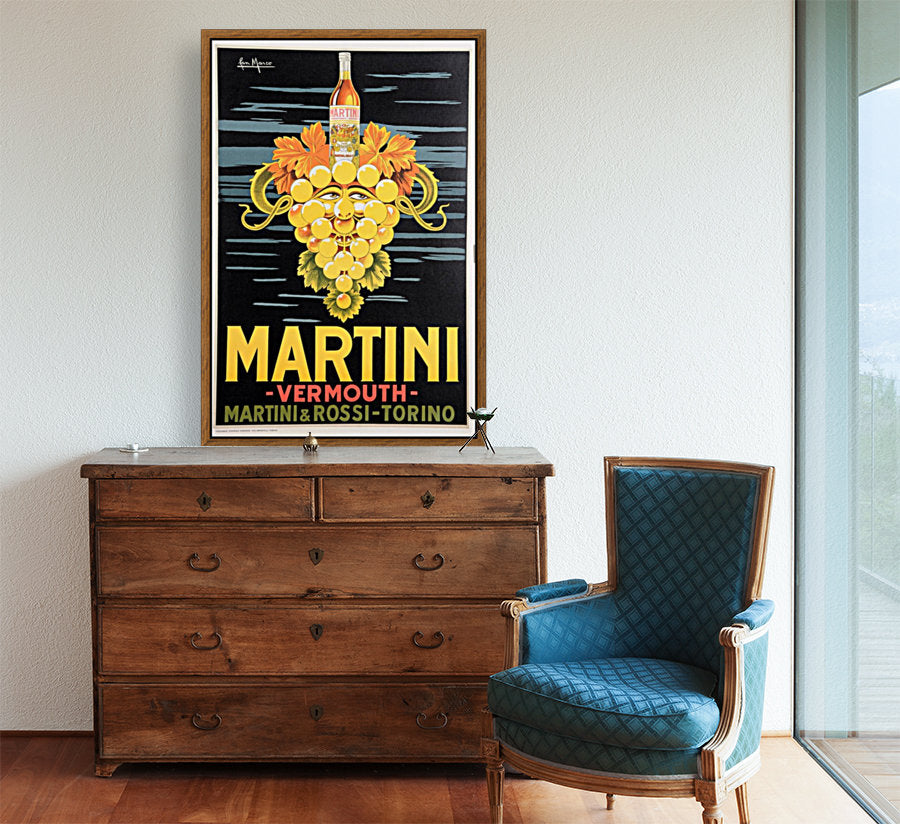 Original Vintage Italian Poster Advertising Martini Vermouth by Pan Marco