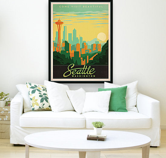 Come visit beautiful Seattle Washington travel poster