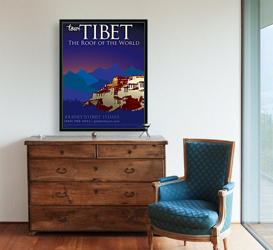 Tibet le toit de l'affiche de voyage du monde