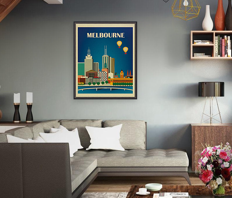 Affiche de voyage de Melbourne Skyline
