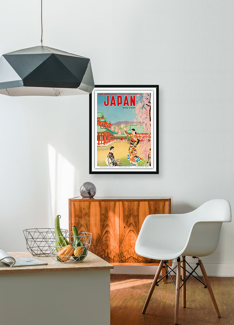 Printemps à Kyoto Affiche de voyage au Japon